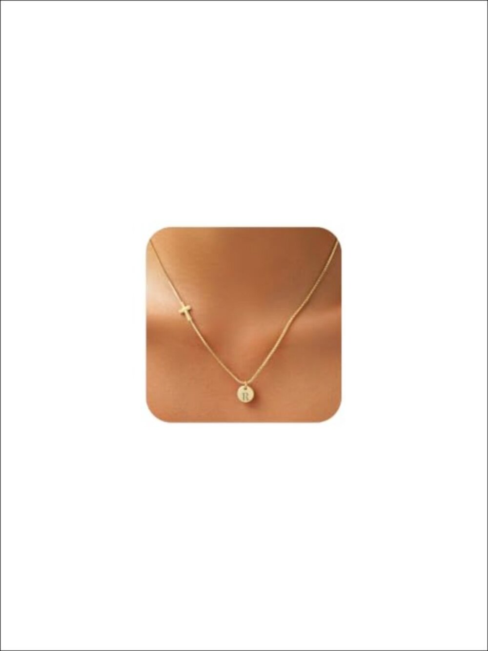 14K Gold Plated Cross Initial Necklace Dainty Pendant for Women Girls